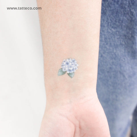 Blue Hydrangea Temporary Tattoo - Set of 3