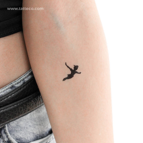 Flying Peter Pan Silhouette Temporary Tattoo - Set of 3