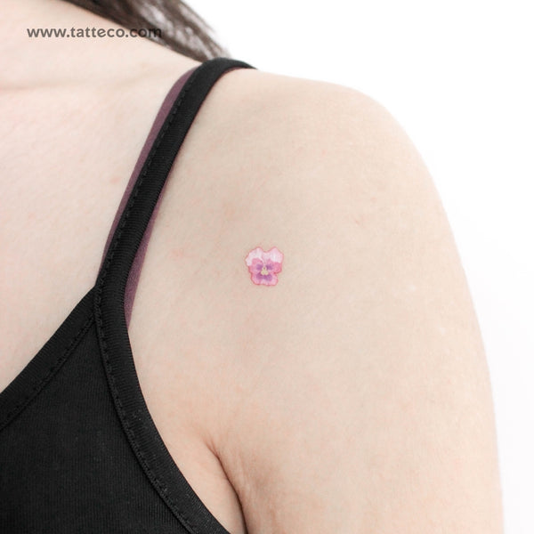Pink Pansy Temporary Tattoo - Set of 3
