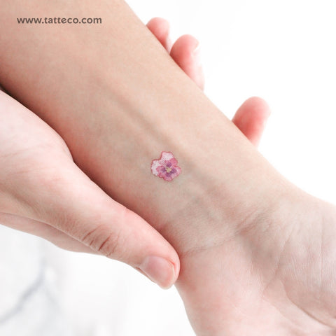 Pink Pansy Temporary Tattoo - Set of 3