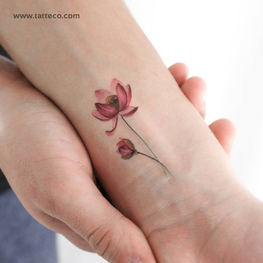 Tatuaje temporal de loto - Juego de 3