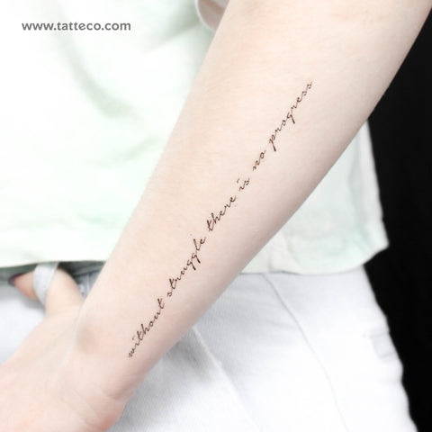 Fine Line Without Struggle There Is No Progress Temporary Tattoo - Set of 3