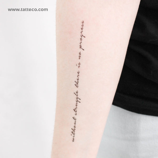 Fine Line Without Struggle There Is No Progress Temporary Tattoo - Set of 3