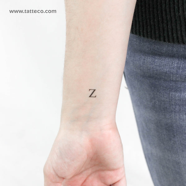 Z Serif Capital Letter Temporary Tattoo - Set of 3