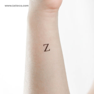 Z Serif Capital Letter Temporary Tattoo - Set of 3