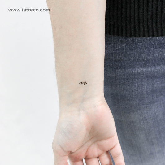 N Handwritten Letter Temporary Tattoo - Set of 3