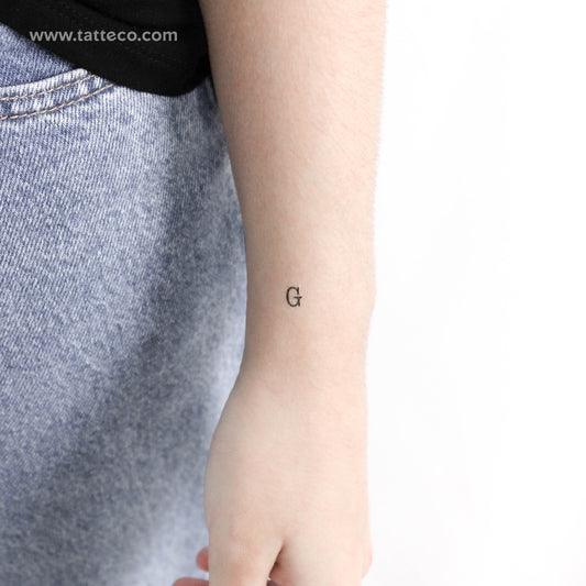 G Uppercase Typewriter Letter Temporary Tattoo - Set of 3