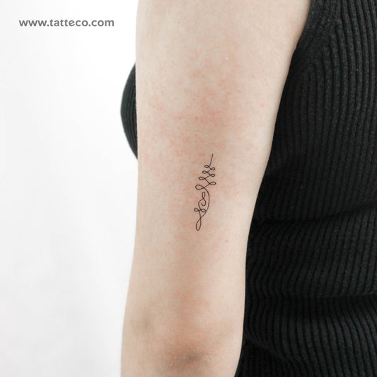 Tatuaje temporal Unalome meditativo - Juego de 3