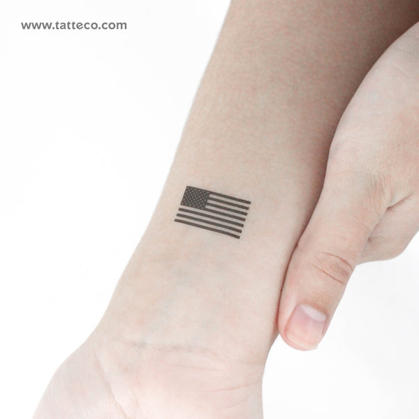 Black USA Flag Temporary Tattoo - Set of 3