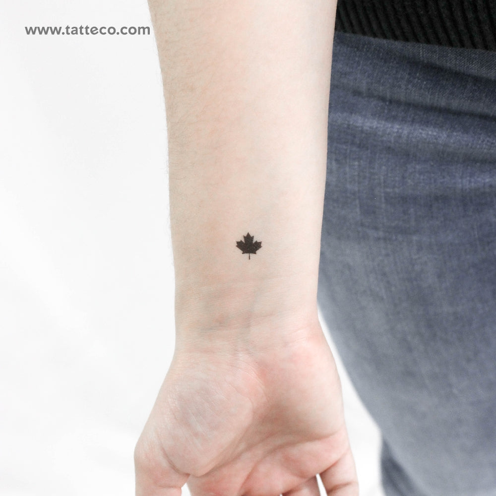 Tatuaje temporal de hoja de arce canadiense negra (juego de 3)