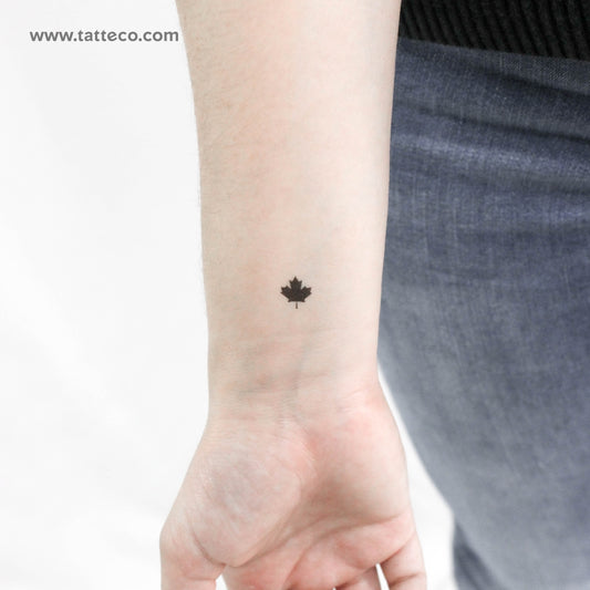 Black Canada Maple Leaf Temporary Tattoo - Set of 3