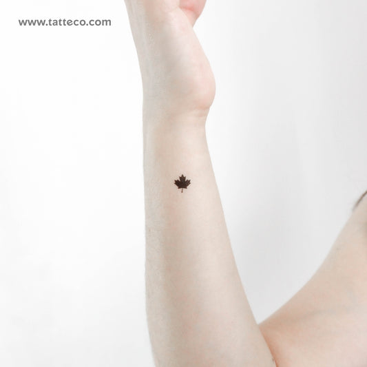 Black Canada Maple Leaf Temporary Tattoo - Set of 3