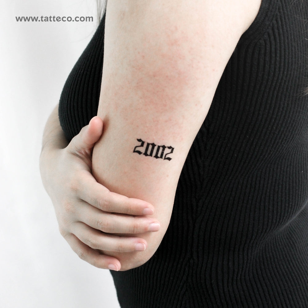 Gothic 2002 Birth Year Temporary Tattoo - Set of 3