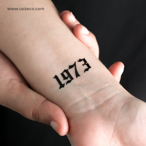 Gothic 1973 Birth Year Temporary Tattoo - Set of 3