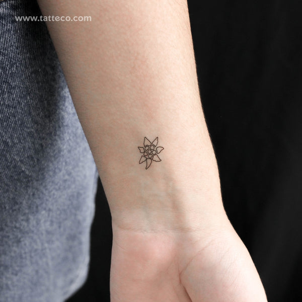 Edelweiss Outline Temporary Tattoo - Set of 3