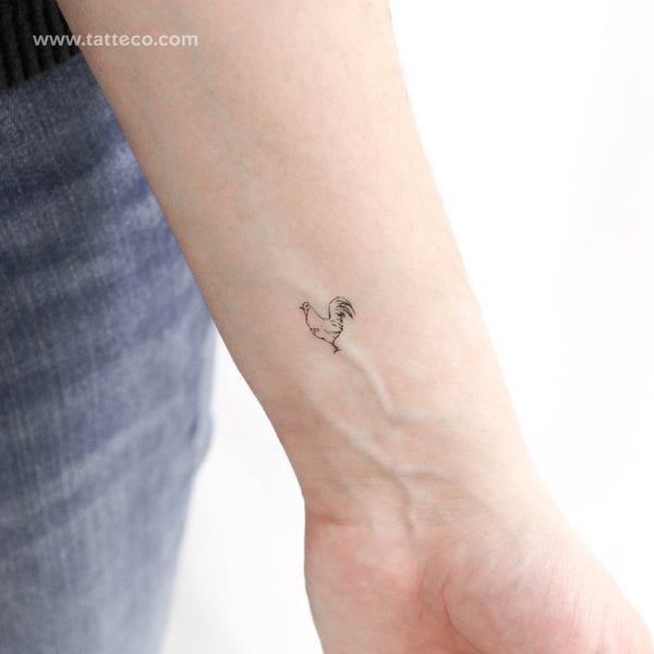 Tiny Rooster Temporary Tattoo - Set of 3