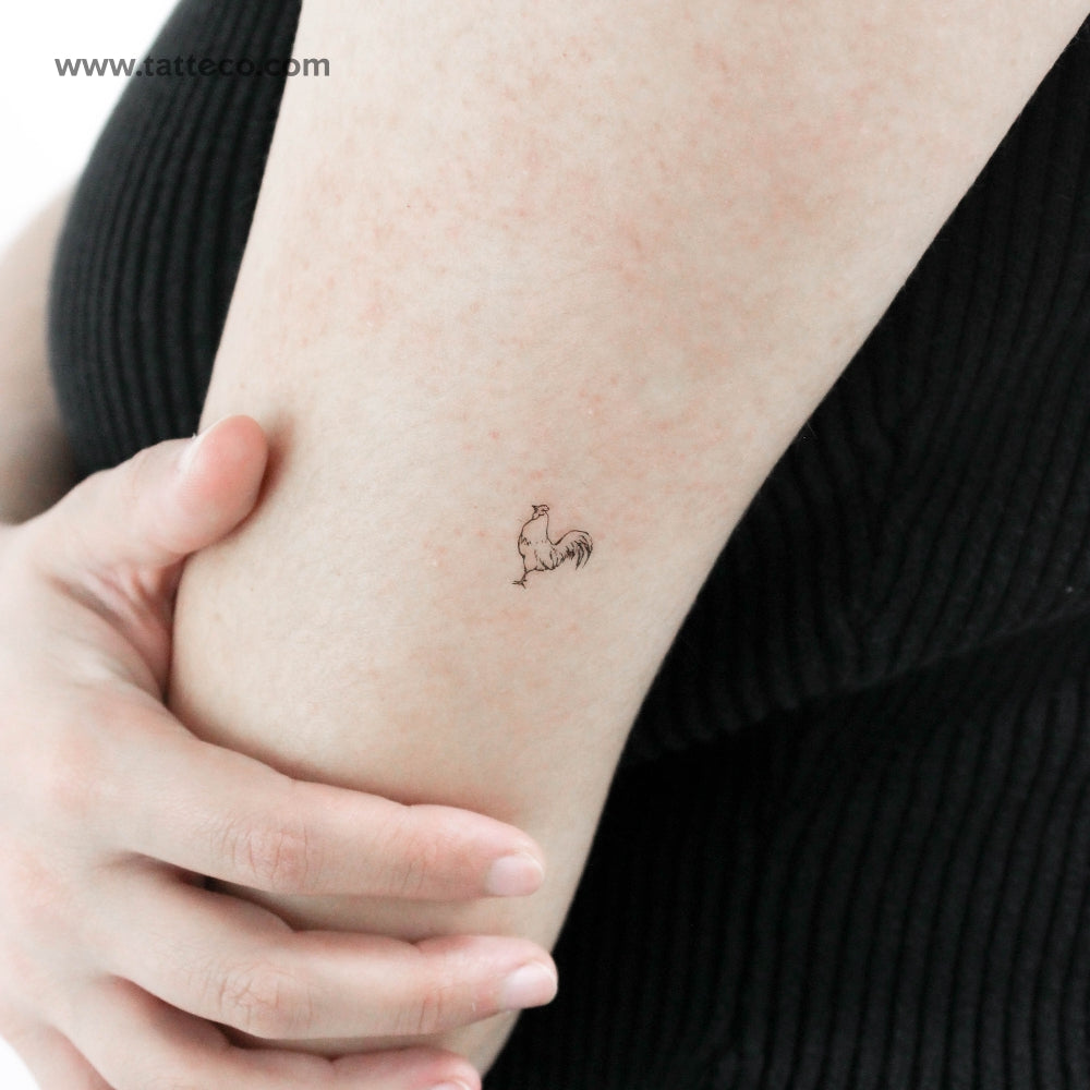 Tiny Rooster Temporary Tattoo - Set of 3