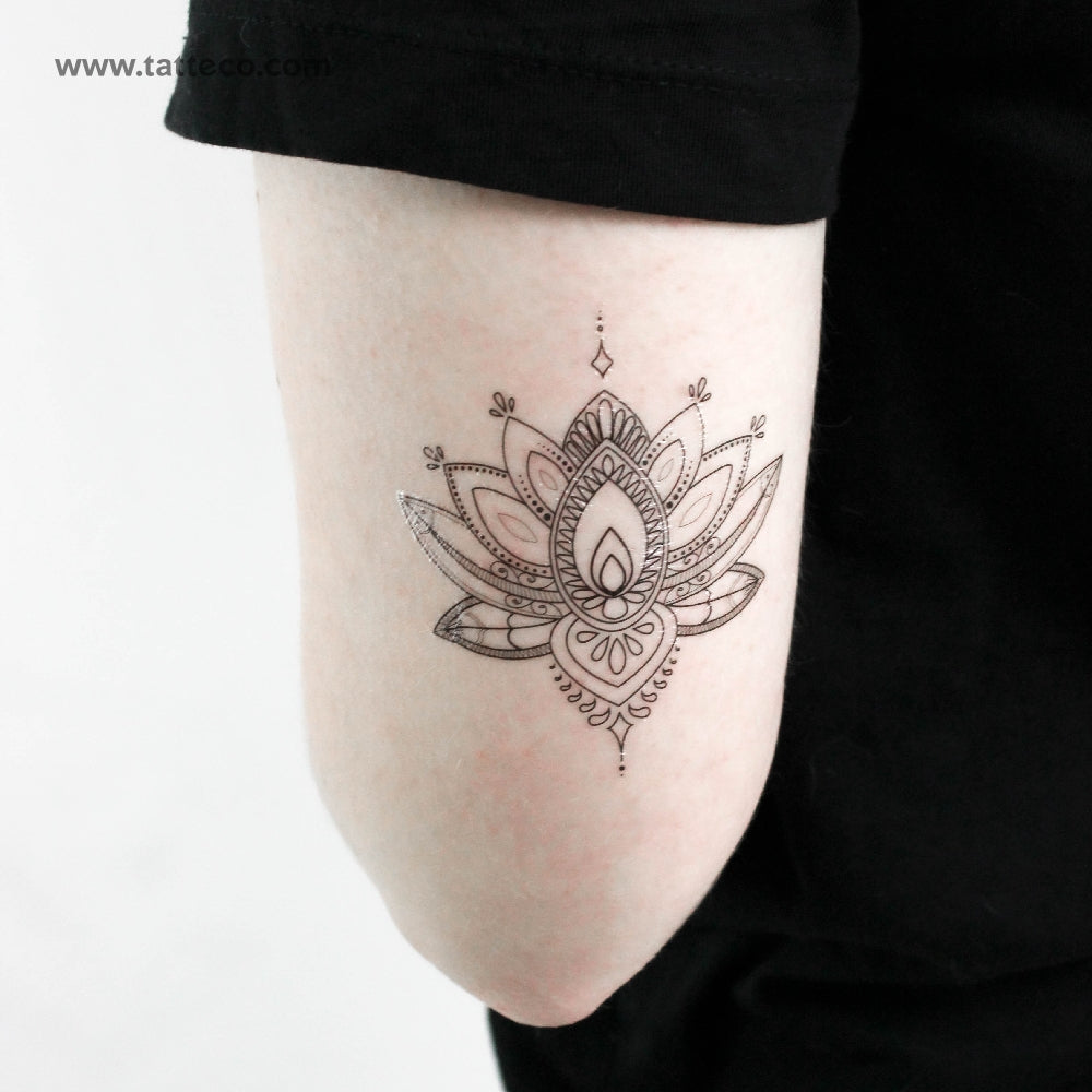 Sacred Lotus Flower Temporary Tattoo - Set of 3