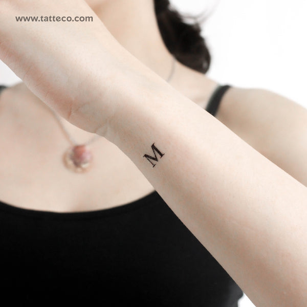 M Serif Capital Letter Temporary Tattoo - Set of 3
