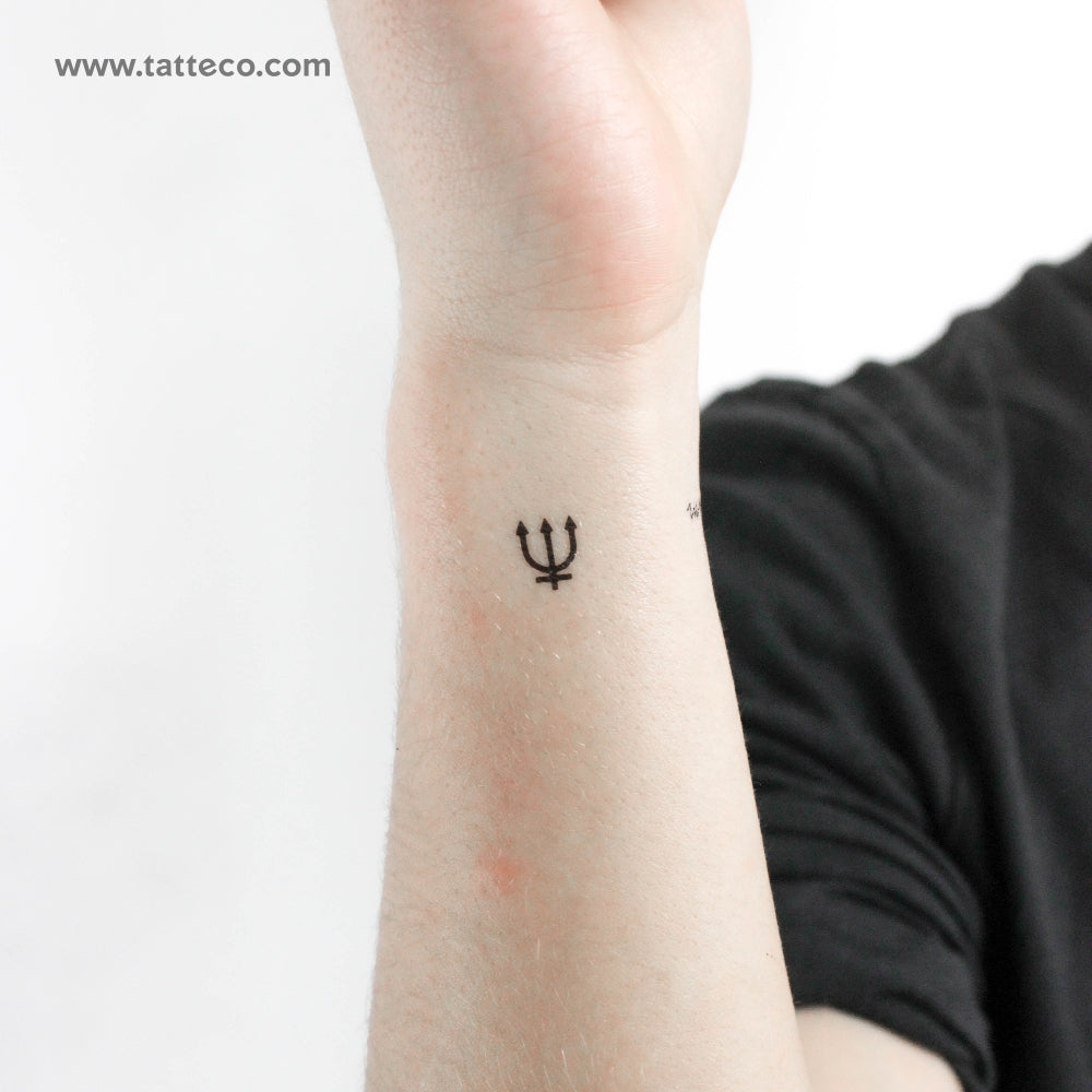Neptune Planet Symbol Temporary Tattoo - Set of 3