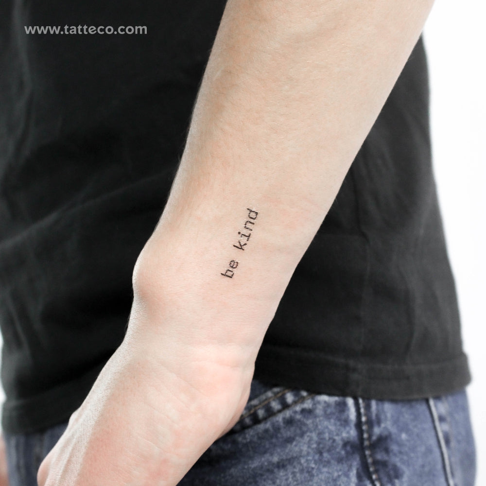 Typewriter Font Be Kind Temporary Tattoo - Set of 3