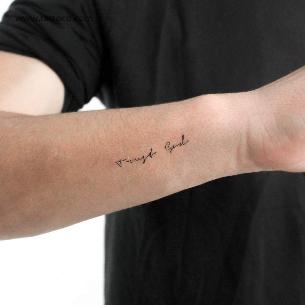 Tatuaje temporal "Confía en Dios" con fuente manuscrita - Juego de 3