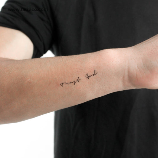 Tatuaje temporal "Confía en Dios" con fuente manuscrita - Juego de 3