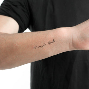 Handwritten Font Trust God Temporary Tattoo - Set of 3