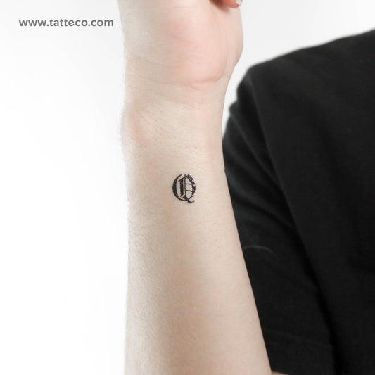 Gothic Q Letter Temporary Tattoo - Set of 3