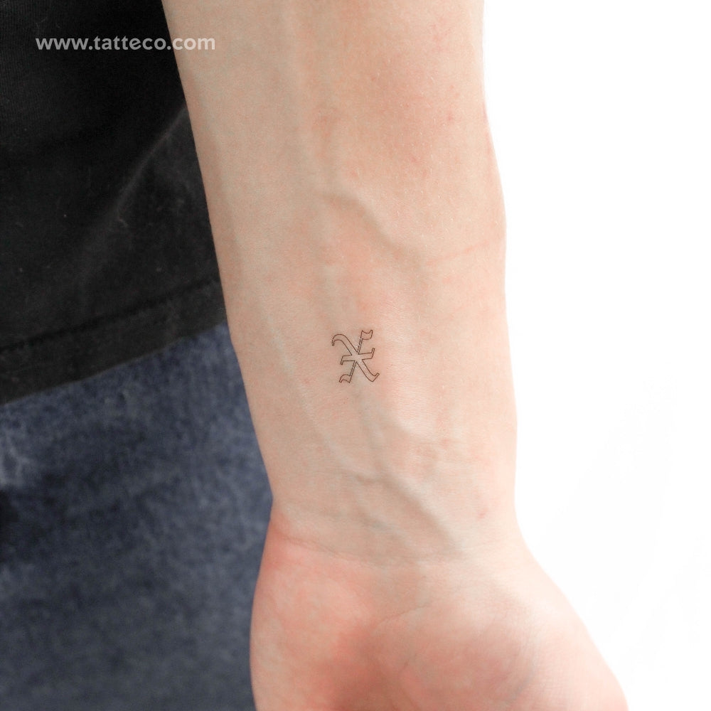 Old English X Letter Temporary Tattoo - Set of 3