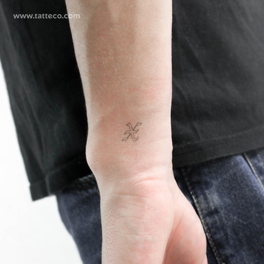 Old English X Letter Temporary Tattoo - Set of 3