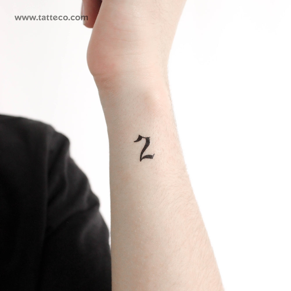 Tatuaje temporal número 2 estilo gótico - Juego de 3