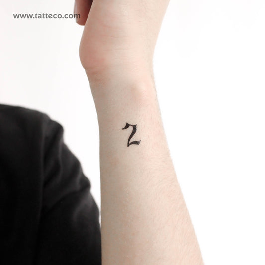 Gothic Style Number 2 Temporary Tattoo - Set of 3