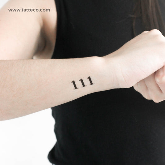111 Angel Number Temporary Tattoo - Set of 3