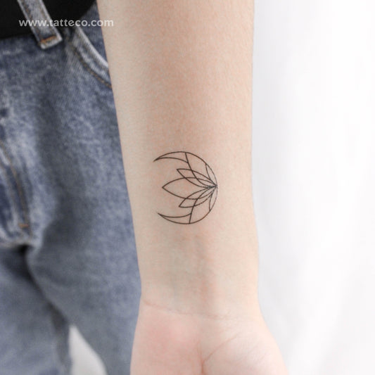 Tatuaje temporal de luna de loto - Juego de 3