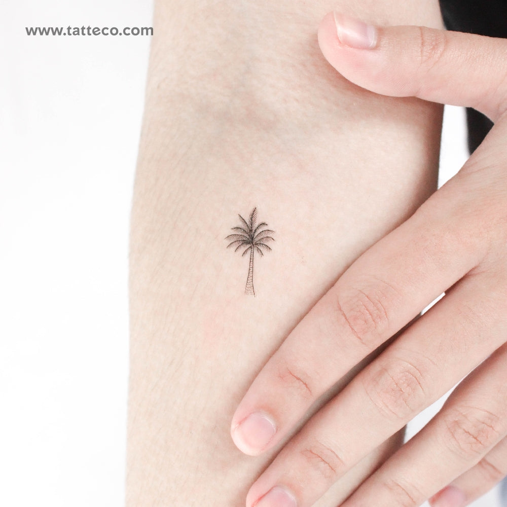 Fine Line Palm Tree Temporary Tattoo - Set of 3