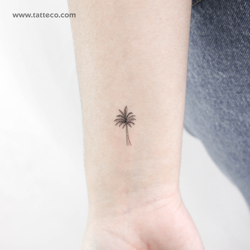 Fine Line Palm Tree Temporary Tattoo - Set of 3