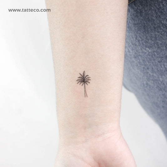 Tatuaje temporal de palmera de línea fina (juego de 3)