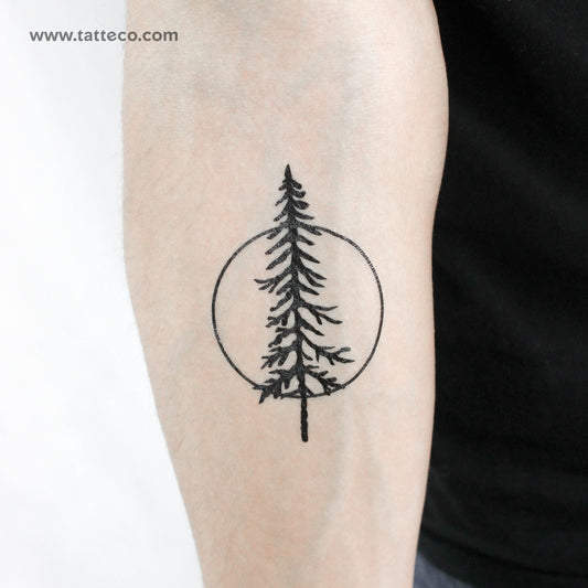 Tatuaje temporal de pino y luna llena (juego de 3)