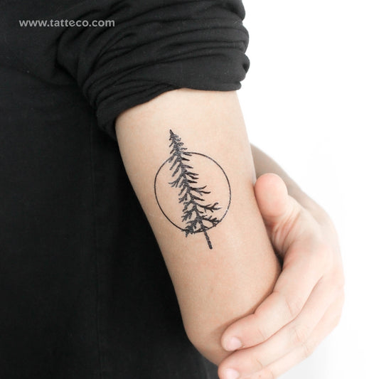 Tatuaje temporal de pino y luna llena (juego de 3)