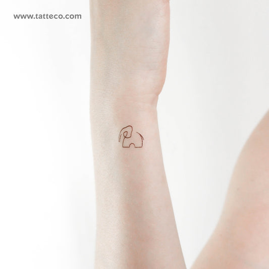 Tatuaje temporal de elefante de una sola línea - Juego de 3