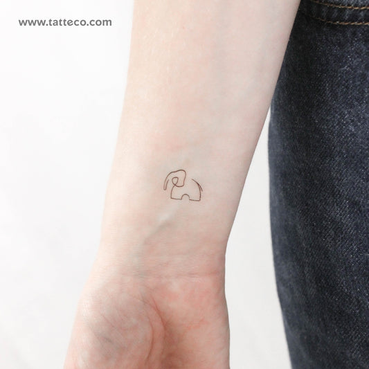Tatuaje temporal de elefante de una sola línea - Juego de 3