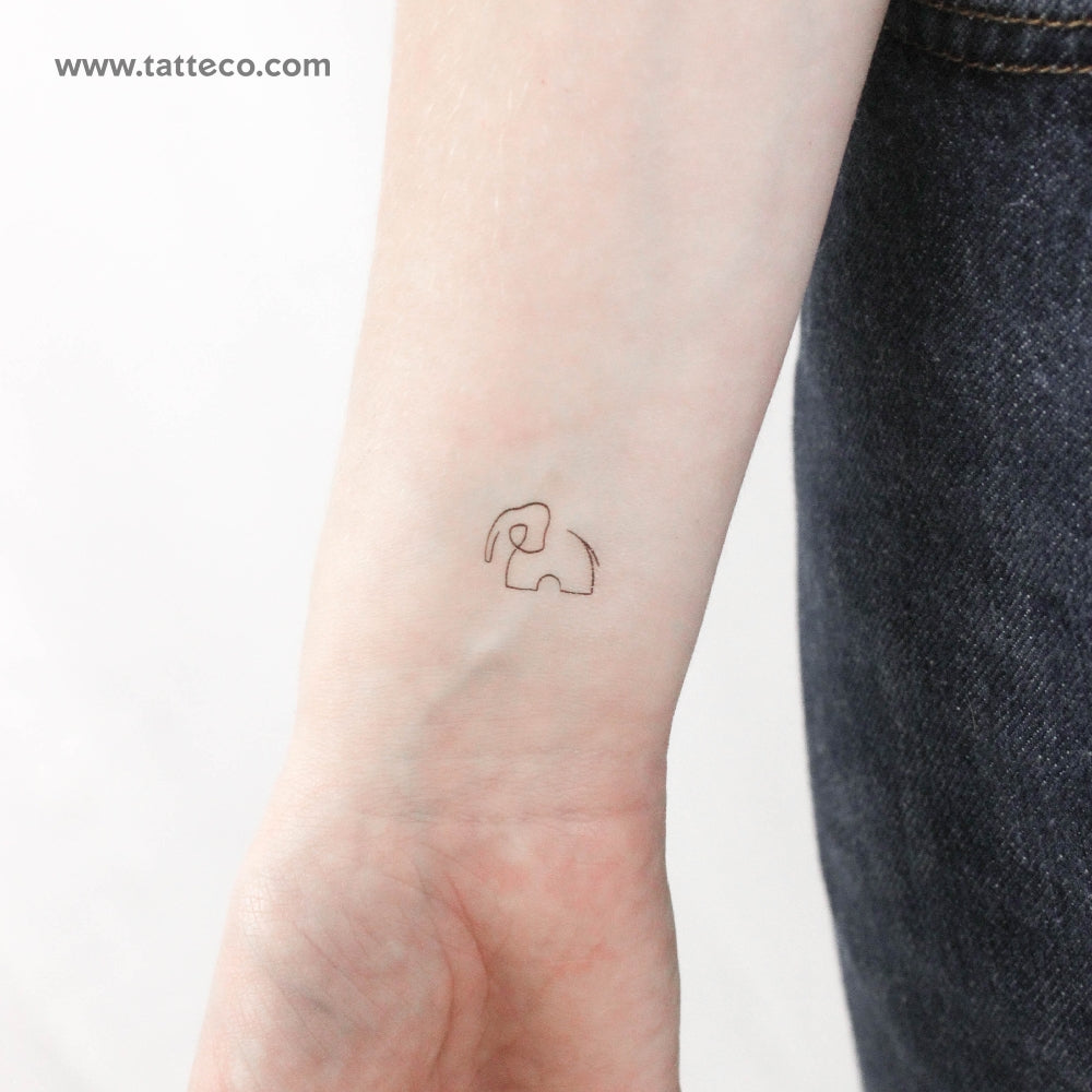 Single Line Elephant Temporary Tattoo - Set of 3