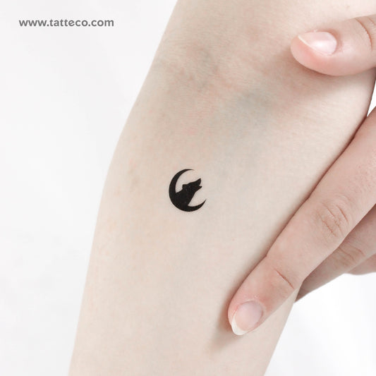 Tatuaje temporal de luna creciente y lobo (juego de 3)