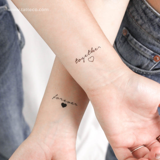 Matching Forever Together Temporary Tattoo - Set of 3+3