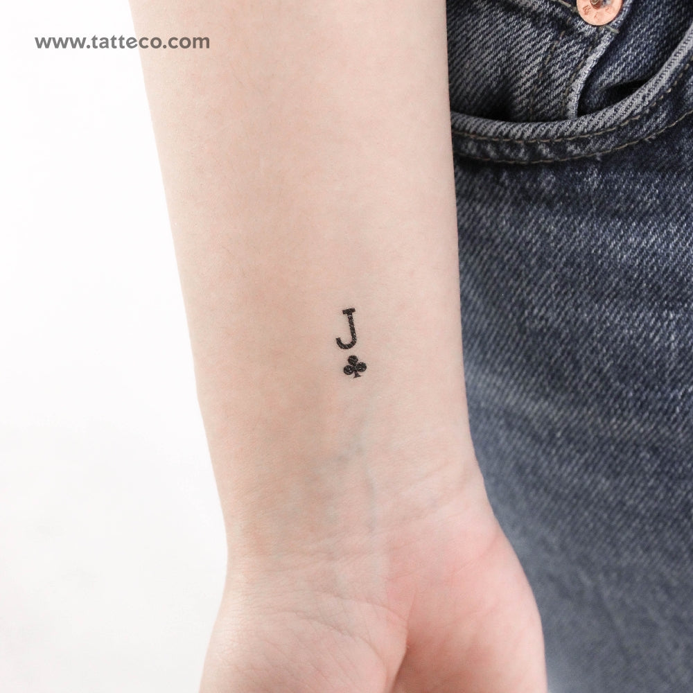 Tatuaje temporal pequeño de jota de tréboles (juego de 3)