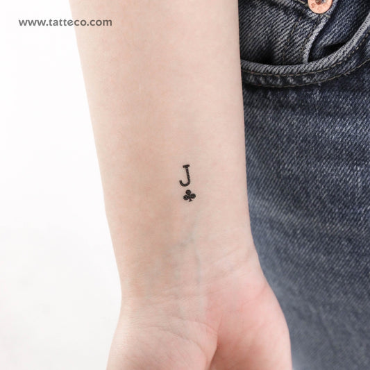 Tatuaje temporal pequeño de jota de tréboles (juego de 3)