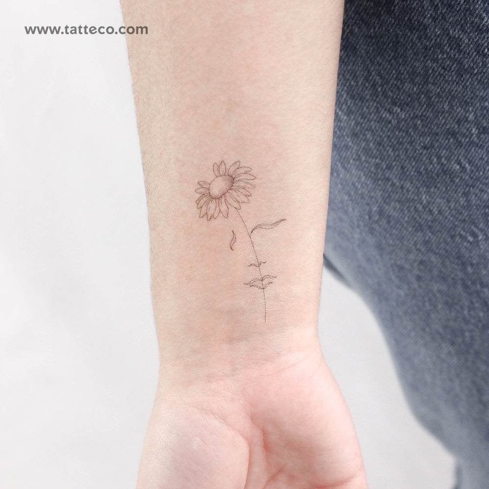 Tatuaje temporal "Una margarita soñadora" de Jakenowicz - Juego de 3