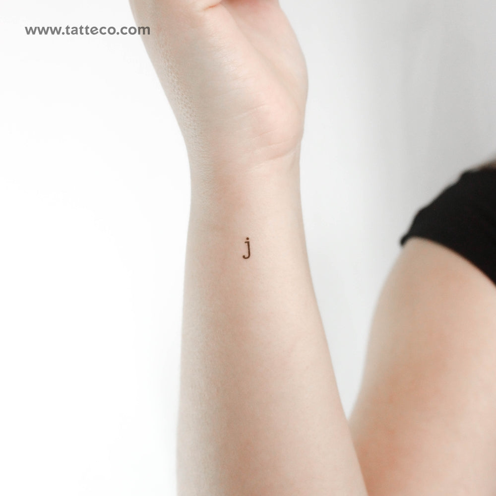 J Lowercase Typewriter Letter Temporary Tattoo - Set of 3
