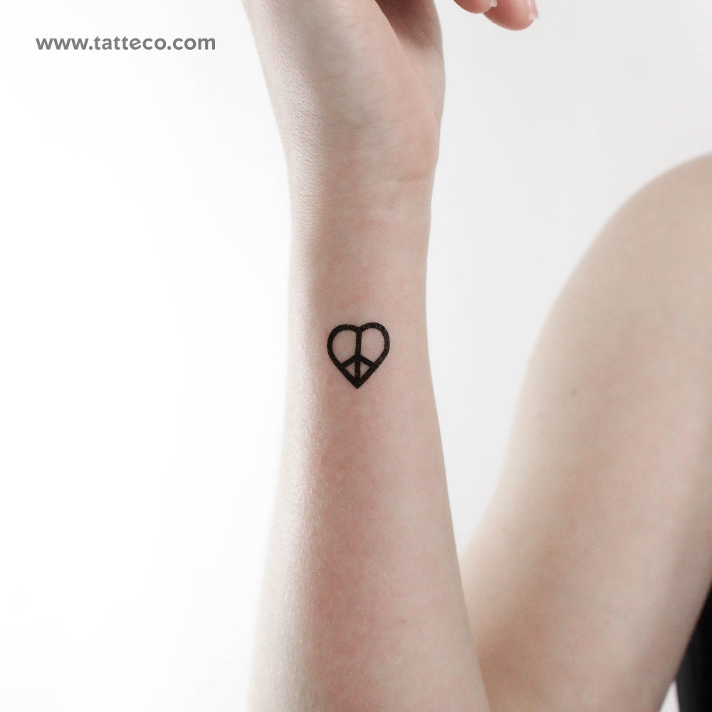 Peace & Love Symbol Temporary Tattoo - Set of 3
